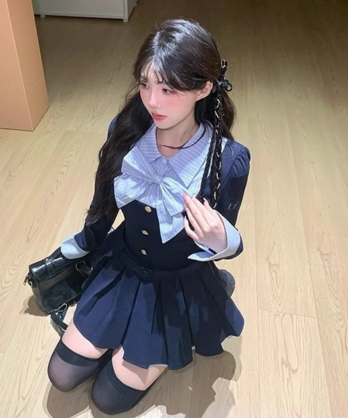 gossip!ロサンゼルス(ゴシップロサンゼルス)の「ワンショルダースリムフィット長袖(ワンピース・レディース・ネイビー・M/S)」の6枚目の写真