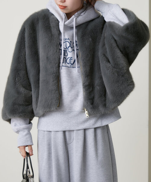 omekashi ファーコート　美品⭐︎ Omekashi（オメカシ）の「ダブルジップファーケープコート
