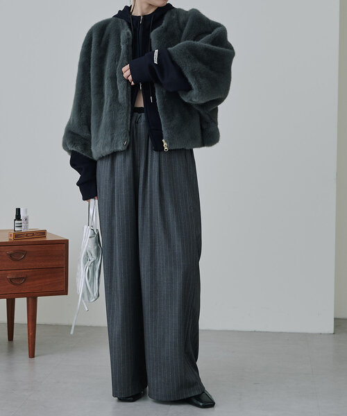 omekashi ファーコート　美品⭐︎ Omekashi（オメカシ）の「ダブルジップファーケープコート