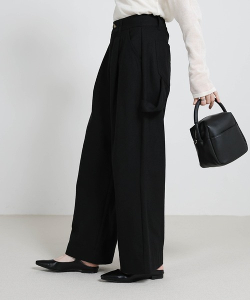 select MOCA（セレクトモカ）の「ウールタッチペインターパンツ（その他パンツ・レディース・ベージュ/ブラック/チャコールグレー/ブラウン・MEDIUM/LARGE/SMALL）」の2枚目の写真