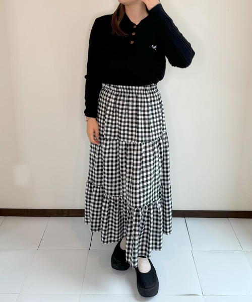 frunco(フランコ)の「リボン刺繍入りニットポロ(ポロシャツ・レディース・ピンク/ブラウン/ホワイト/ブラック/グレー・FREE)」の17枚目の写真