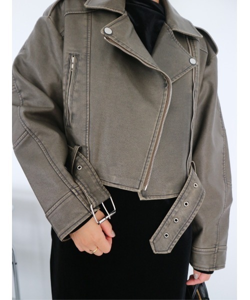 TRUNC（トランクエイティーエイト）の「Vintagelike Biker Jacket（ライダースジャケット・レディース・ブラウン・FREE）」の4枚目の写真