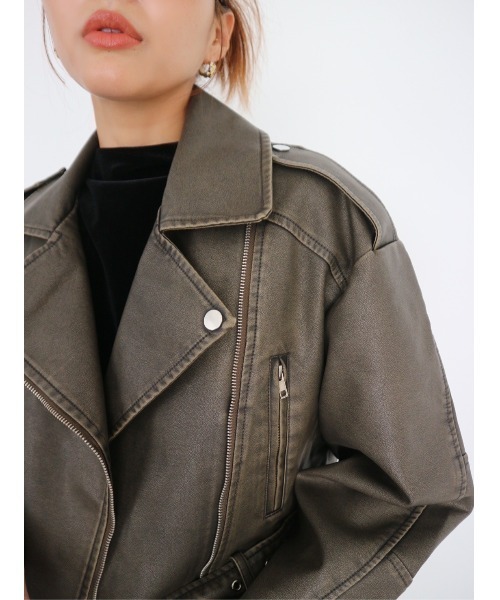 TRUNC（トランクエイティーエイト）の「Vintagelike Biker Jacket（ライダースジャケット・レディース・ブラウン・FREE）」の5枚目の写真