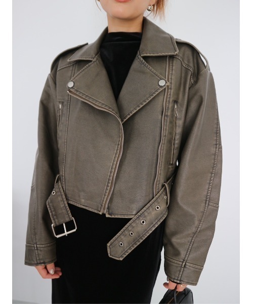 TRUNC（トランクエイティーエイト）の「Vintagelike Biker Jacket（ライダースジャケット・レディース・ブラウン・FREE）」の3枚目の写真
