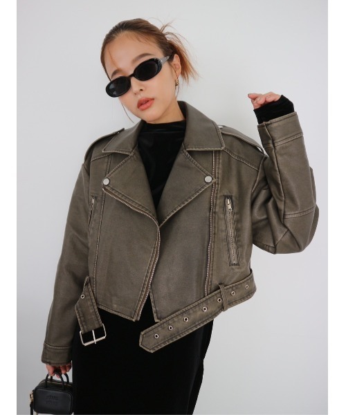 TRUNC（トランクエイティーエイト）の「Vintagelike Biker Jacket（ライダースジャケット・レディース・ブラウン・FREE）」の2枚目の写真