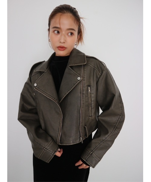TRUNC（トランクエイティーエイト）の「Vintagelike Biker Jacket（ライダースジャケット・レディース・ブラウン・FREE）」の8枚目の写真