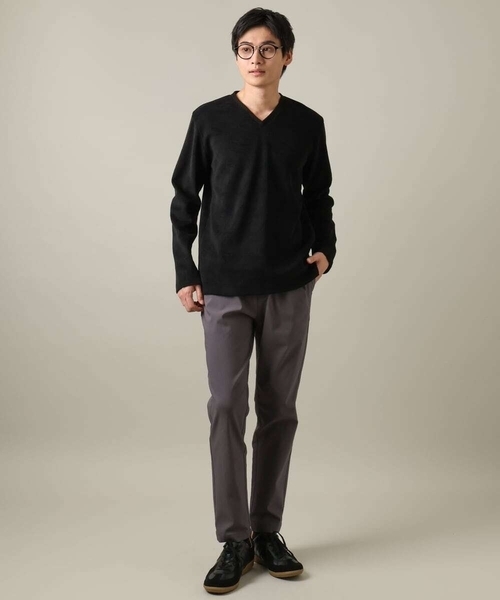 a.v.v（アーヴェヴェ）の「【ジャケイン可/細見え】モール幾何柄Ｖネックプルオーバー（Tシャツ/カットソー・メンズ・ブラック/ホワイト/ライトグレー・44/46/48/50/52）」の12枚目の写真