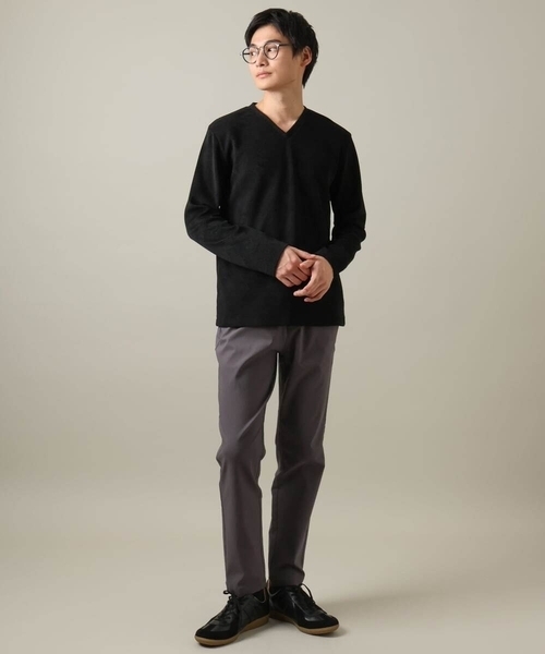 a.v.v（アーヴェヴェ）の「【ジャケイン可/細見え】モール幾何柄Ｖネックプルオーバー（Tシャツ/カットソー・メンズ・ブラック/ホワイト/ライトグレー・44/46/48/50/52）」の14枚目の写真