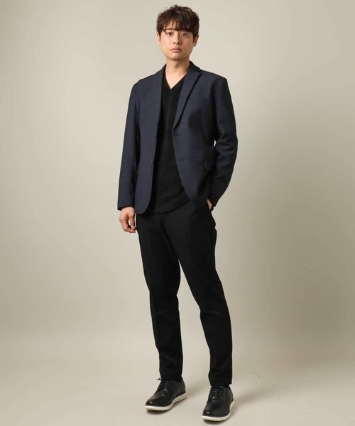 a.v.v（アーヴェヴェ）の「【ジャケイン可/細見え】モール幾何柄Ｖネックプルオーバー（Tシャツ/カットソー・メンズ・ブラック/ホワイト/ライトグレー・44/46/48/50/52）」の16枚目の写真