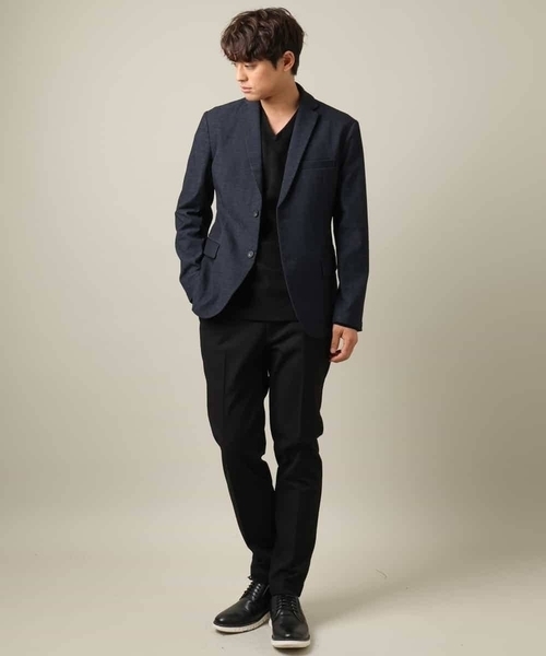 a.v.v（アーヴェヴェ）の「【ジャケイン可/細見え】モール幾何柄Ｖネックプルオーバー（Tシャツ/カットソー・メンズ・ブラック/ホワイト/ライトグレー・44/46/48/50/52）」の17枚目の写真