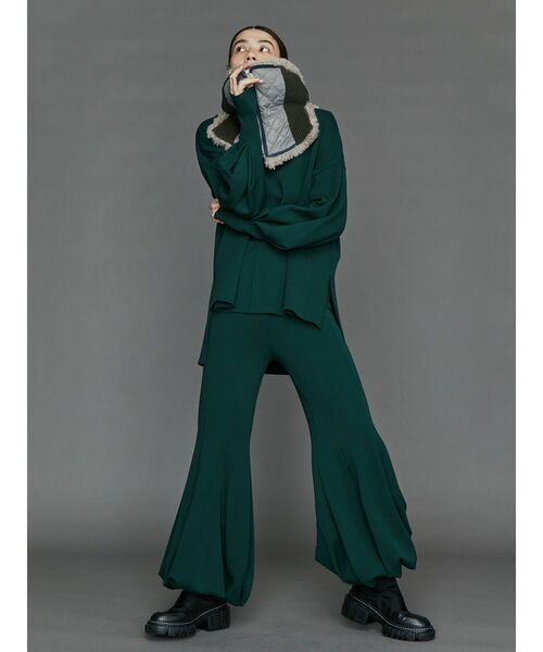 UN3D. ダークグリーン ニットパンツ 36 セール】W TUCK KNIT PT / ダブルタックニットパンツ（その他