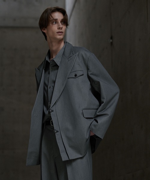 CLEL プライムTR ダブルラペルテーラードジャケット　チャコールグレー XS CLEL】Prime TR Double Lapel Tailored Jacket / プライムTR