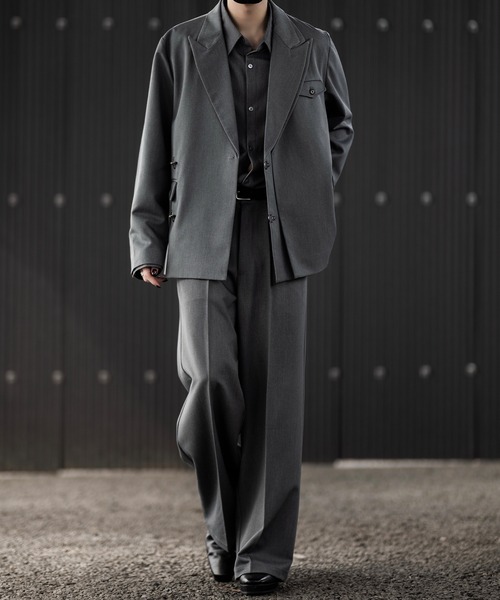 【CLEL】プライムTRダブルラペルテーラードジャケット　チャコールグレー　M CLEL】Prime TR Double Lapel Tailored Jacket / プライムTR