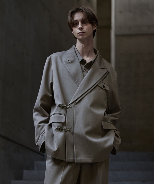 【CLEL】プライムTRダブルラペルテーラードジャケット チャコールグレー M CLEL】Prime TR Double Lapel Tailored Jacket / プライムTR