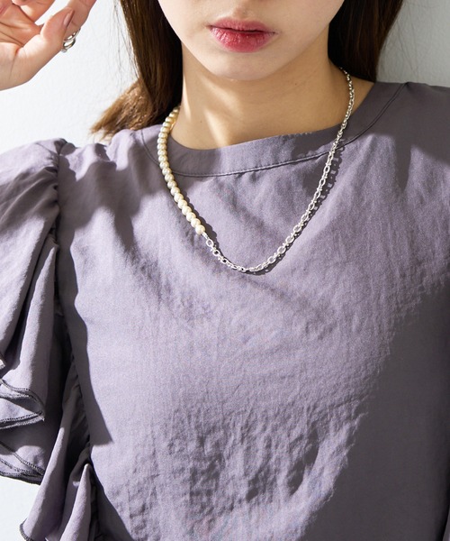 PHILIPPE AUDIBERT（フィリップ オーディベール）の「【PHILIPPE AUDIBERT】別注パール×チェーンNL COL6459AR（ネックレス・レディース・シルバー・FREE）」の8枚目の写真