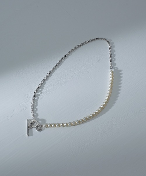 PHILIPPE AUDIBERT（フィリップ オーディベール）の「【PHILIPPE AUDIBERT】別注パール×チェーンNL COL6459AR（ネックレス・レディース・シルバー・FREE）」の2枚目の写真