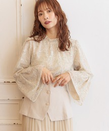 mysty woman | 袖フレアチュール刺繍ブラウス　251623(シャツ/ブラウス)