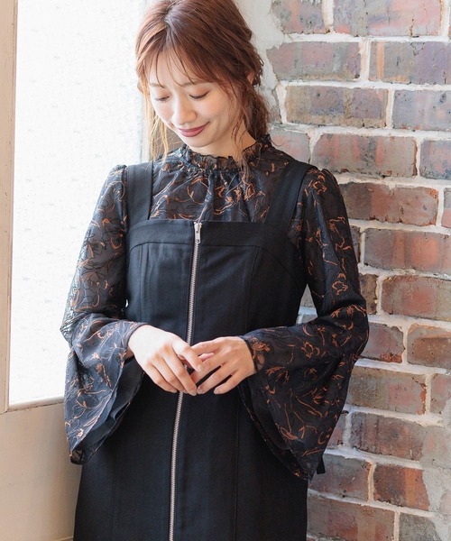 セール】袖フレアチュール刺繍ブラウス 251623（シャツ/ブラウス