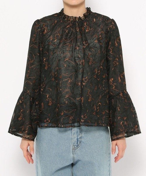 mysty woman（ミスティウーマン）の「袖フレアチュール刺繍ブラウス　251623（シャツ/ブラウス・レディース・アイボリー/ブラック/ピンクベージュ・FREE）」の9枚目の写真