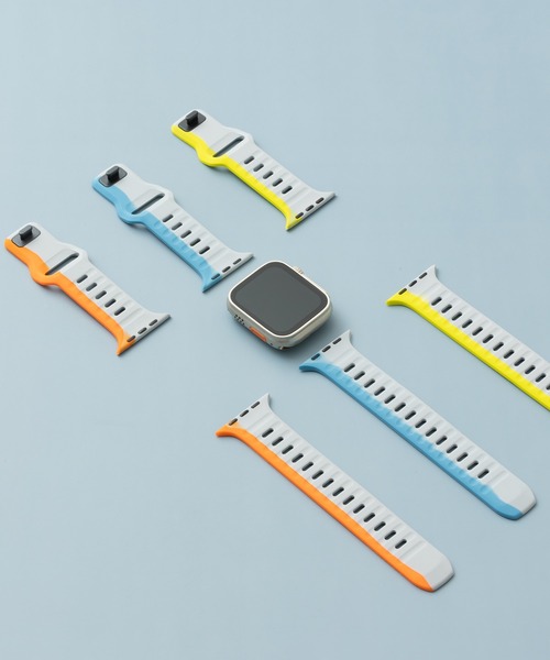 emonique(エモニーク)の「スマートウォッチバンド Apple Watch バンド シリコン製【38/40/41/42/44/45/49mm対応】(デジタル腕時計・メンズ・ブルー/イエロー/オレンジ・38/42)」の4枚目の写真