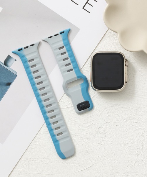emonique(エモニーク)の「スマートウォッチバンド Apple Watch バンド シリコン製【38/40/41/42/44/45/49mm対応】(デジタル腕時計・メンズ・ブルー/イエロー/オレンジ・38/42)」の5枚目の写真