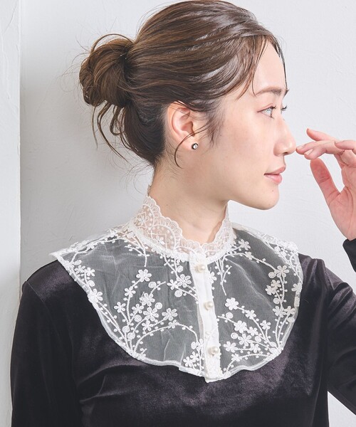 IRIS47（イリスフォーセブン）の「【別注】＜IRIS 47＞レースカラー/付け襟（付け襟・レディース・ブラック/ホワイト・FREE）」の5枚目の写真