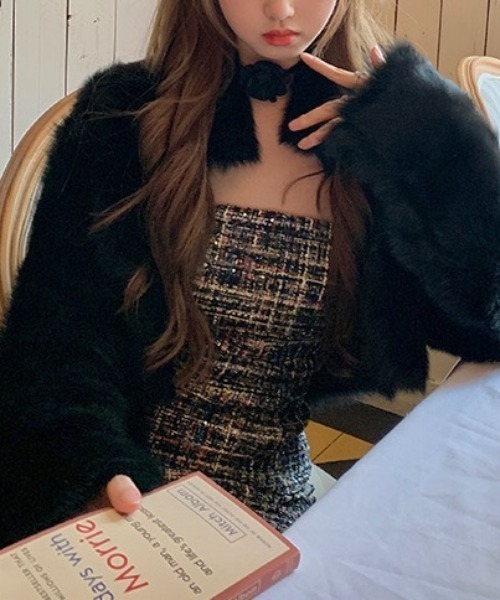 セール】襟付きショート丈ファージャケット（その他アウター）｜LADY