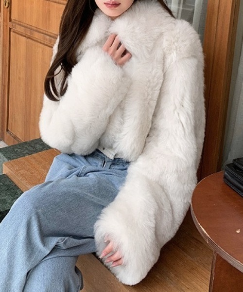 セール】襟付きショート丈ファージャケット（その他アウター）｜LADY