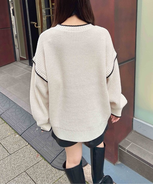 INGNI(イング)の「配色ステッチニット(ニット/セーター・レディース・アイボリー系3/ブルー系1/グレー系その他3/ブラック系その他2・M)」の19枚目の写真