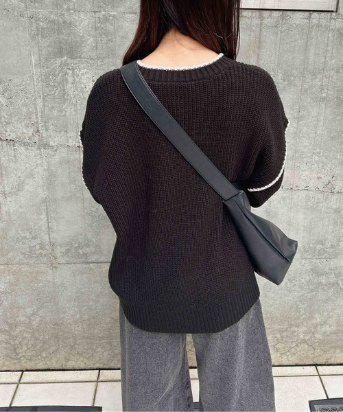 INGNI(イング)の「配色ステッチニット(ニット/セーター・レディース・アイボリー系3/ブルー系1/グレー系その他3/ブラック系その他2・M)」の7枚目の写真