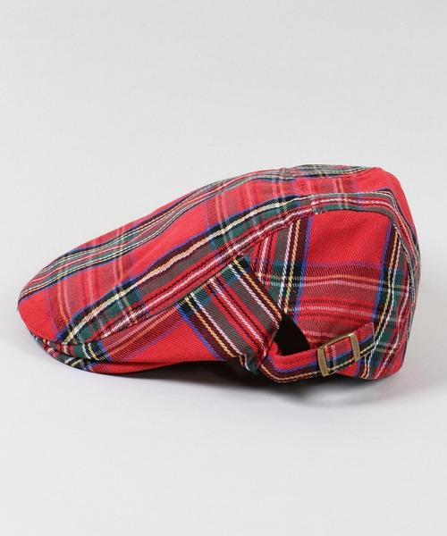 SPINNS（スピンズ）の「チェック柄ハンチング（ハンチング/ベレー帽・レディース・レッド/イエロー・ONESIZE）」の3枚目の写真