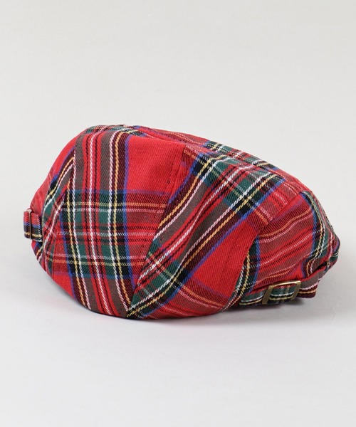 SPINNS（スピンズ）の「チェック柄ハンチング（ハンチング/ベレー帽・レディース・レッド/イエロー・ONESIZE）」の4枚目の写真