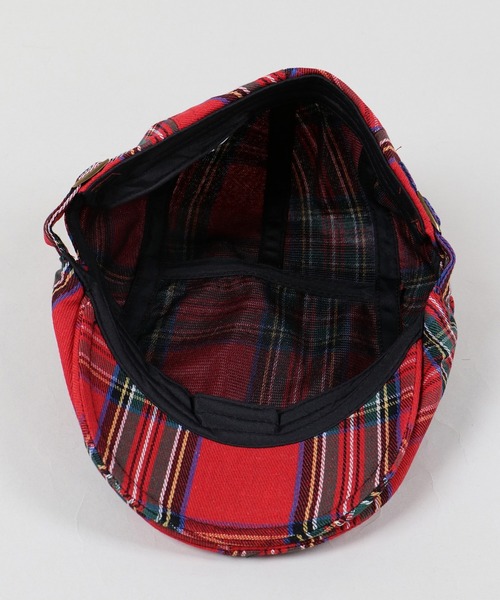 SPINNS（スピンズ）の「チェック柄ハンチング（ハンチング/ベレー帽・レディース・レッド/イエロー・ONESIZE）」の5枚目の写真