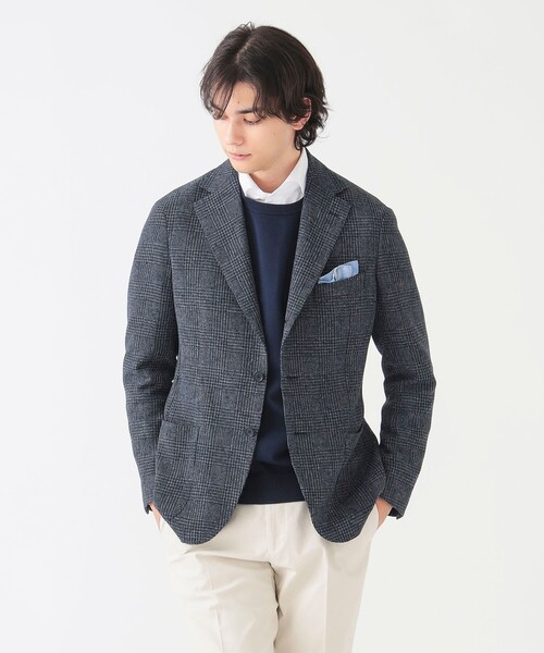 BEAMS HEART(ビームスハート)の「サマーツイード グレインプレイド 3ボタン ジャケット 25SS(S~XL)【ストレッチ】(テーラードジャケット・メンズ・ネイビー・MEDIUM/LARGE/SMALL/X-LARGE)」の1枚目の写真
