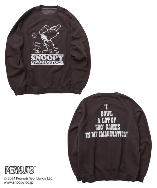 GLAZOS（グラソス）の「【大人向けサイズあり】【PEANUTS】スヌーピー＆ウッドストック ラグラントレーナー（スウェット・キッズ・チャコールグレー/ネイビー/ブラウン・LL/L/M/S）」の3枚目の写真