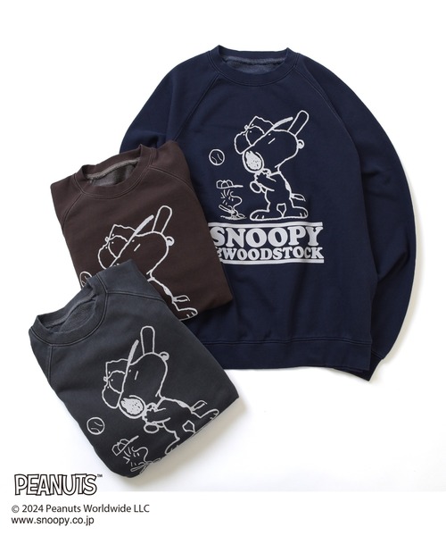 GLAZOS（グラソス）の「【大人向けサイズあり】【PEANUTS】スヌーピー＆ウッドストック ラグラントレーナー（スウェット・キッズ・チャコールグレー/ネイビー/ブラウン・LL/L/M/S）」の9枚目の写真