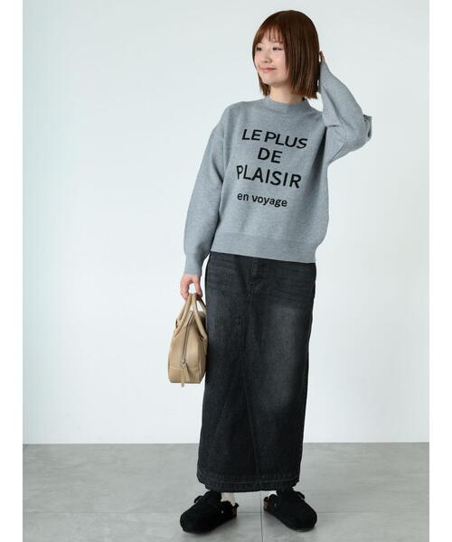 Lugnoncure（ルノンキュール）の「ロゴジャカードニット（ニット/セーター・レディース・モカ/グレー/ブルー/ブラック・F）」の9枚目の写真