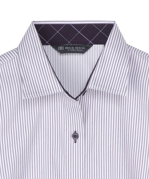 TOKYO SHIRTS(トウキョウシャツ)の「形態安定ノーアイロン ワイド 長袖ビジネスワイシャツ(ビジネスシャツ・レディース・パープル・M/XS/S/L/LL/XL)」の3枚目の写真