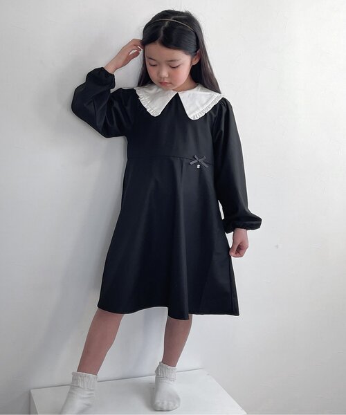 セール】【フォーマル対応/ジュニア対応】フリル衿フレアワンピース＿