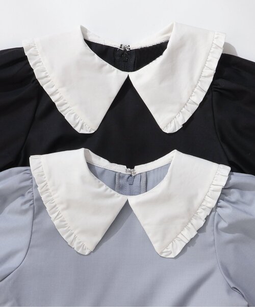 apres les cours（アプレレクール）の「【フォーマル対応/ジュニア対応】フリル衿フレアワンピース＿アプレレクールマシェリ（ワンピース・キッズ・ライトグレー/ブラック・140/130/120/110/100/90/80）」の7枚目の写真