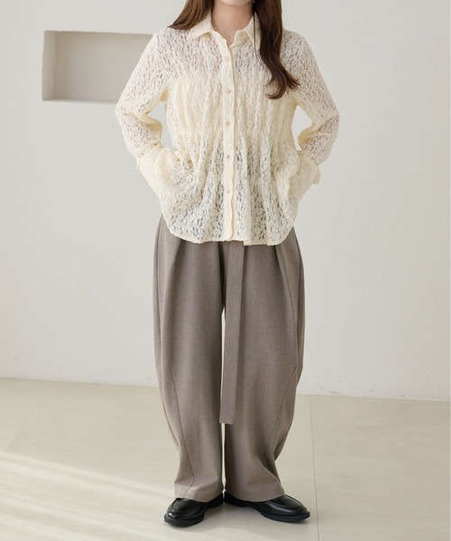 apres jour clair（アプレジュールクレア）の「【セットアップ可能】【apres jour clair】ウエストデザインカーブパンツ（その他パンツ・レディース・ベージュ系その他/ブラウン系その他/グレー/グレー系その他/ナチュラル/ベージュ/モカ/ベージュ系その他2/ブラック系その他/ライトブラウン/ダークブラウン/チャコールグレー/オリーブ/アイボリー/ブラウン系その他2・SMALL/LARGE/MEDIUM）」の21枚目の写真