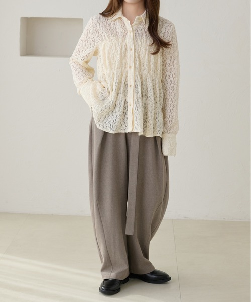 apres jour clair（アプレジュールクレア）の「【セットアップ可能】【apres jour clair】ウエストデザインカーブパンツ（その他パンツ・レディース・ベージュ系その他/ブラウン系その他/グレー/グレー系その他/ナチュラル/ベージュ/モカ/ベージュ系その他2/ブラック系その他/ライトブラウン/ダークブラウン/チャコールグレー/オリーブ/アイボリー/ブラウン系その他2・SMALL/LARGE/MEDIUM）」の22枚目の写真