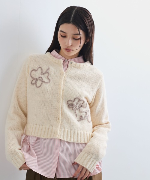 VIS（ビス）の「【WEB限定】刺繍フラワーカーディガン