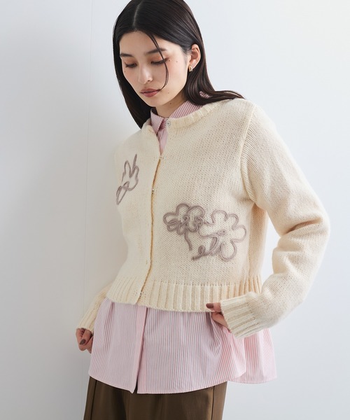 VIS(ビス)の「【WEB限定】刺繍フラワーカーディガン(カーディガン/ボレロ・レディース・グレー/キナリ/ブラック・FREE)」の15枚目の写真