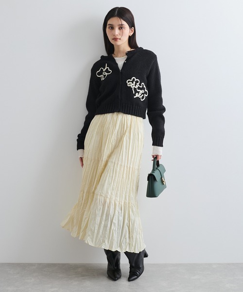 VIS(ビス)の「【WEB限定】刺繍フラワーカーディガン(カーディガン/ボレロ・レディース・グレー/キナリ/ブラック・FREE)」の8枚目の写真