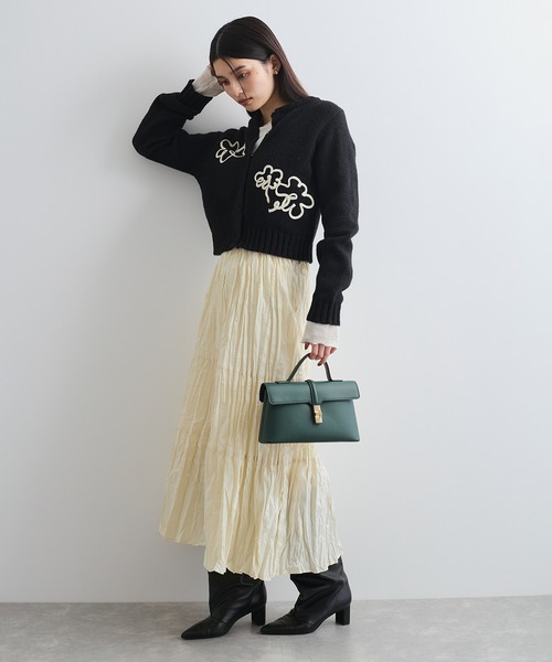 VIS(ビス)の「【WEB限定】刺繍フラワーカーディガン(カーディガン/ボレロ・レディース・グレー/キナリ/ブラック・FREE)」の9枚目の写真