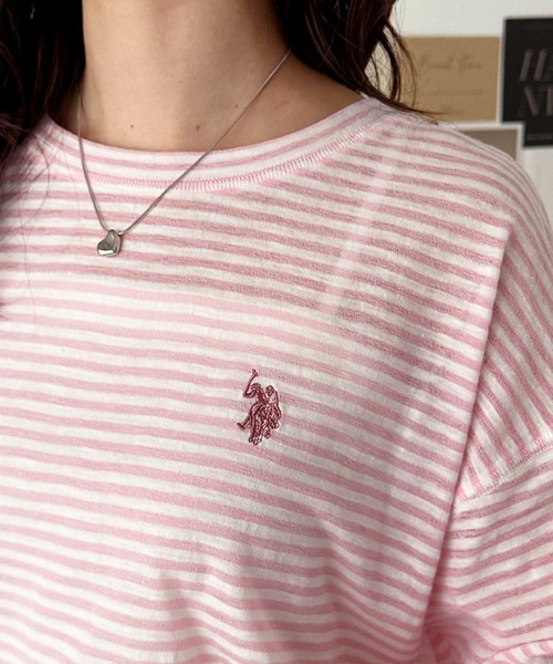 U.S. POLO ASSN.(ユーエスポロアッスン)の「GeeRA別注【U.S. POLO ASSN.】ユーエスポロアッスン インナー使いにちょうどいい! やわらかスラブロンT カラー&ボーダー(Tシャツ/カットソー・レディース・ホワイト系その他/ブラック/ピンク系その他/オートミール/オフホワイト/ブルー系その他・LARGE/X-LARGE/MEDIUM)」の17枚目の写真