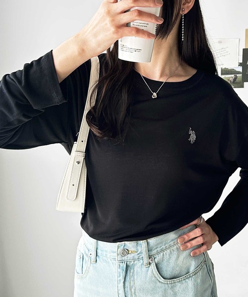 U.S. POLO ASSN.(ユーエスポロアッスン)の「GeeRA別注【U.S. POLO ASSN.】ユーエスポロアッスン インナー使いにちょうどいい! やわらかスラブロンT カラー&ボーダー(Tシャツ/カットソー・レディース・ホワイト系その他/ブラック/ピンク系その他/オートミール/オフホワイト/ブルー系その他・LARGE/X-LARGE/MEDIUM)」の21枚目の写真