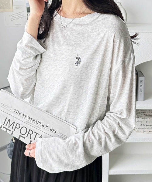 U.S. POLO ASSN.(ユーエスポロアッスン)の「GeeRA別注【U.S. POLO ASSN.】ユーエスポロアッスン インナー使いにちょうどいい! やわらかスラブロンT カラー&ボーダー(Tシャツ/カットソー・レディース・ホワイト系その他/ブラック/ピンク系その他/オートミール/オフホワイト/ブルー系その他・LARGE/X-LARGE/MEDIUM)」の22枚目の写真