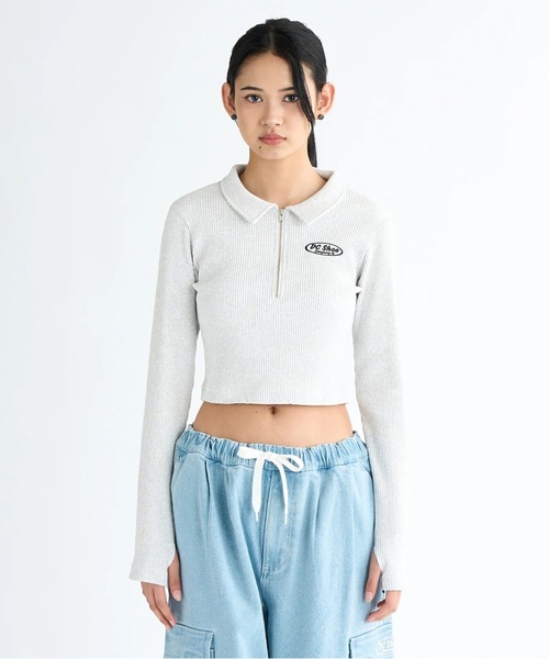DC SHOES(ディーシーシューズ)の「25 WS TELECO SHORT P/DCハーフジップショート丈カットソー(ポロシャツ・レディース・グレー/ブラック系その他/ブラック/ホワイト・MEDIUM/LARGE)」の4枚目の写真